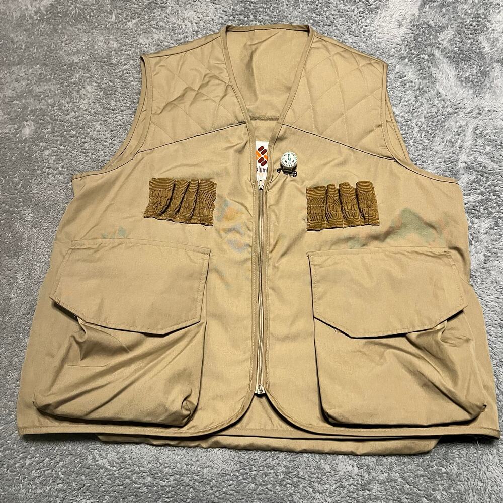 Columbia Vest Mens Large Hunting Fishing Brown Vintage Pockets